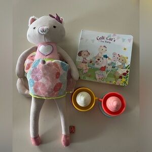 B Softie Plush Cat Doll with Book and Tea Set - Pink Multicolor